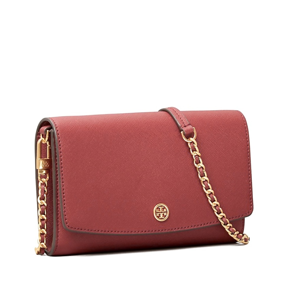 Tory Burch Robinson Chain Wallet - Brick Red